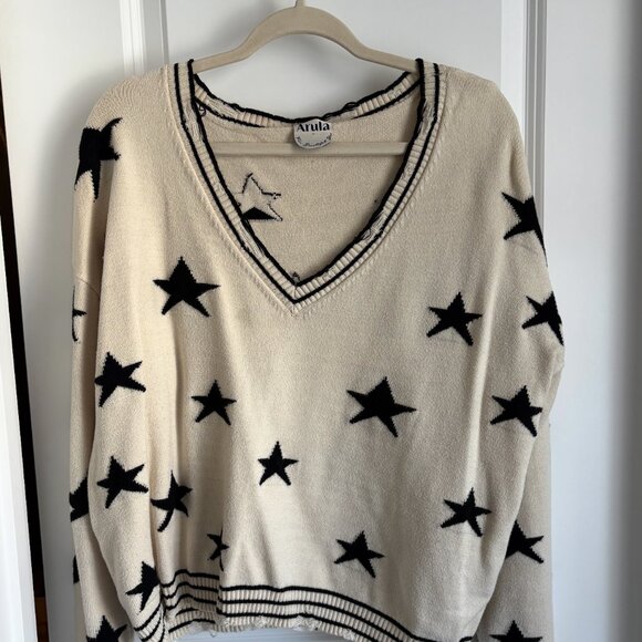 Distressed Thrashed Star Crop Sweater - Picture 2 of 3